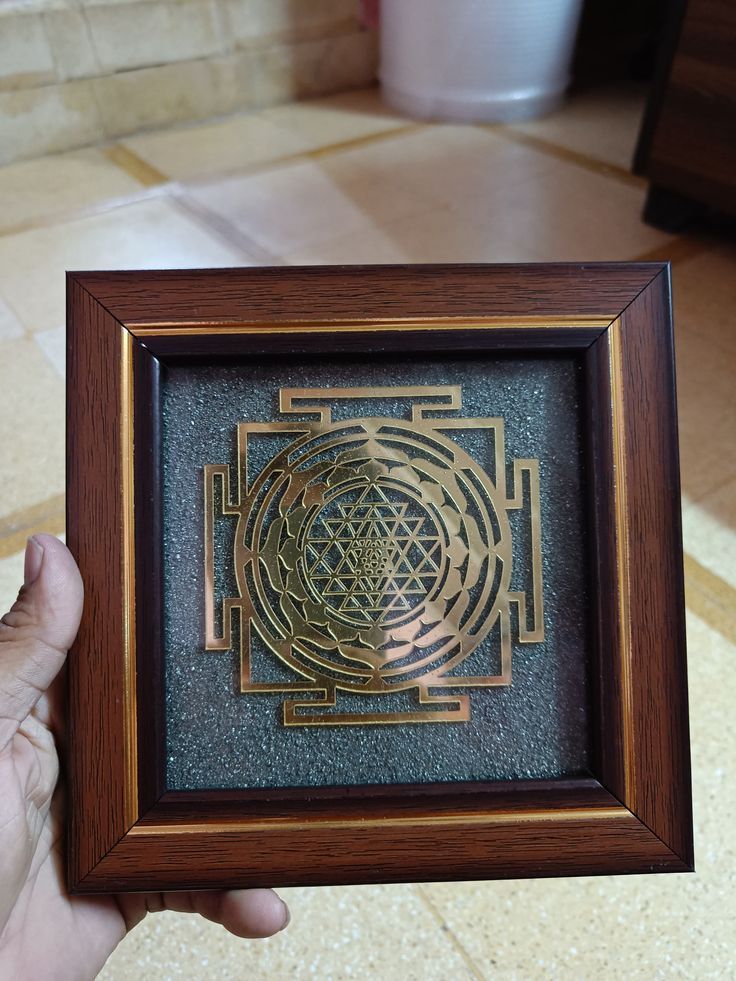 Shree Yantra Raw Pyrite Frame