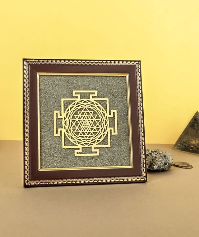 Shree Yantra Raw Pyrite Frame