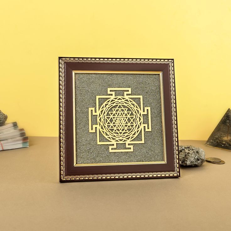 Shree Yantra Raw Pyrite Frame