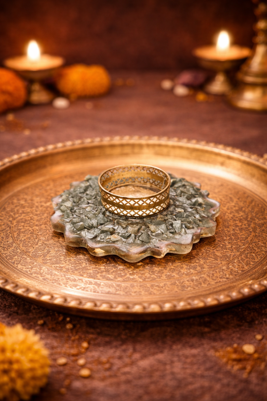 Green Jade Candle Stand